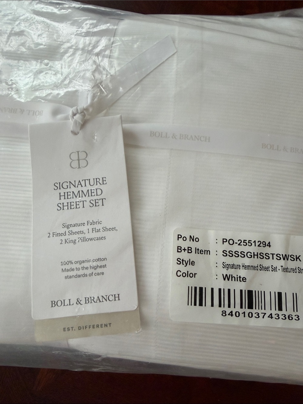 Boll & Branch Signature Hemmed Sheet Set textured - White size split king